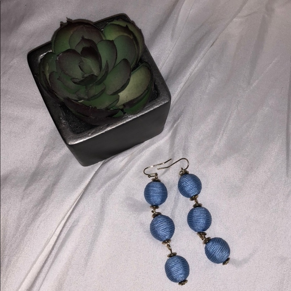 Blue and Gold Drop Earrings